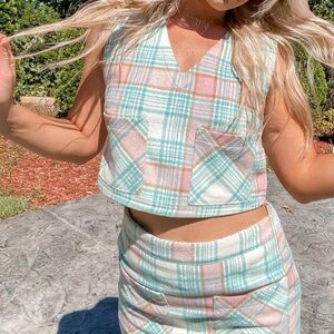 Le Lis top sleeveless plaid